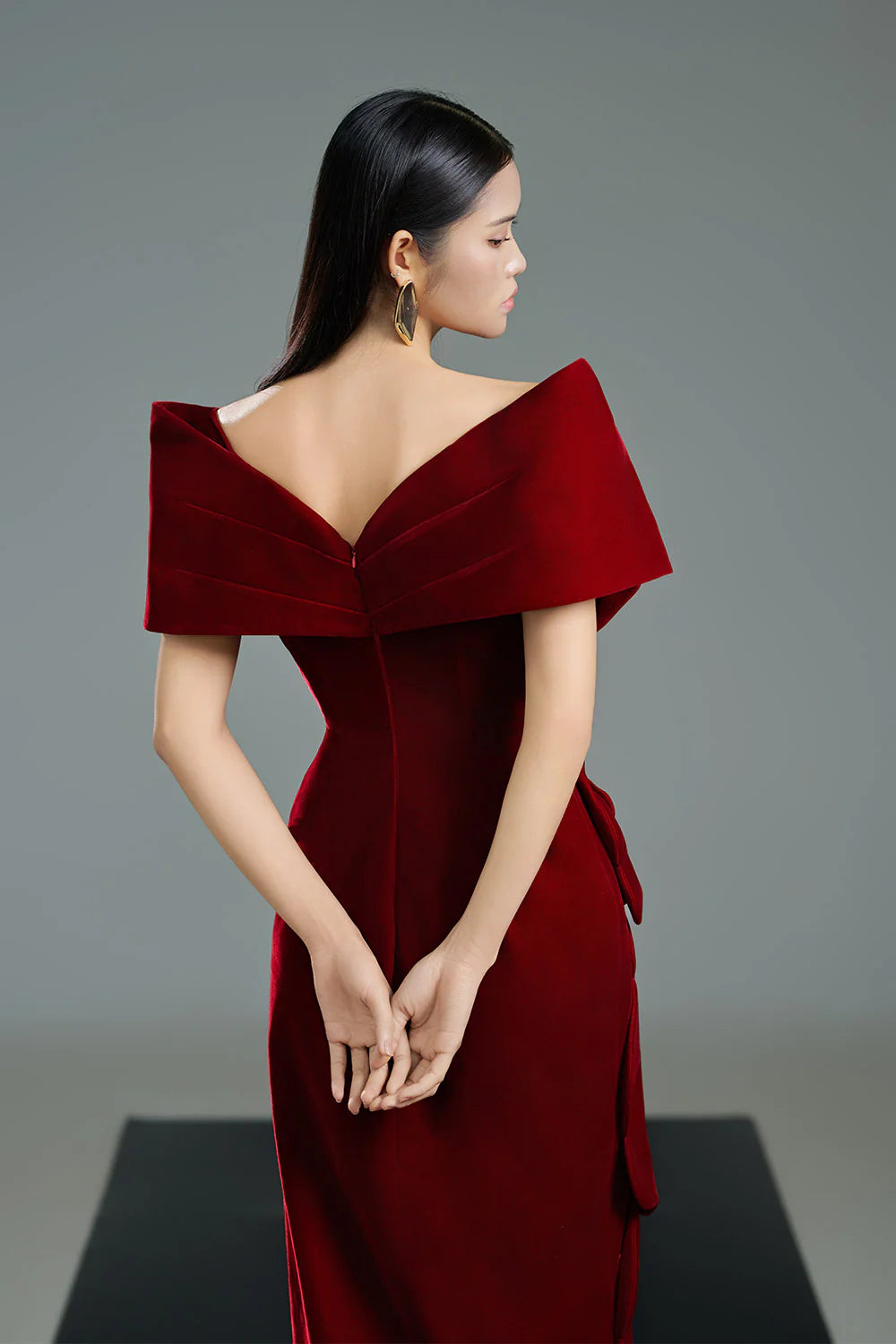 Royal red dress with sleeves